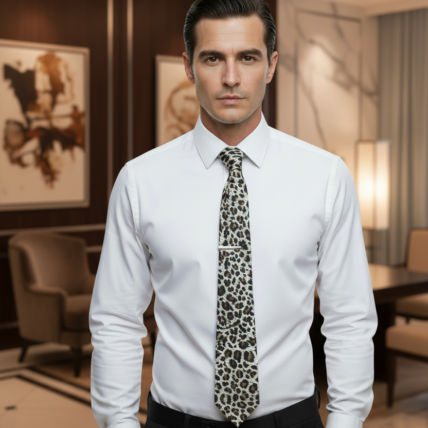 Beige Classic Leopard Tie