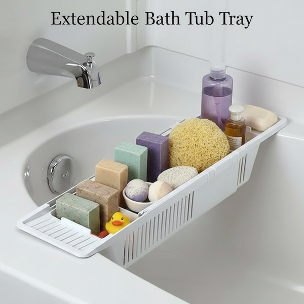 Extendable Bathtub Caddy Tray with Accessories