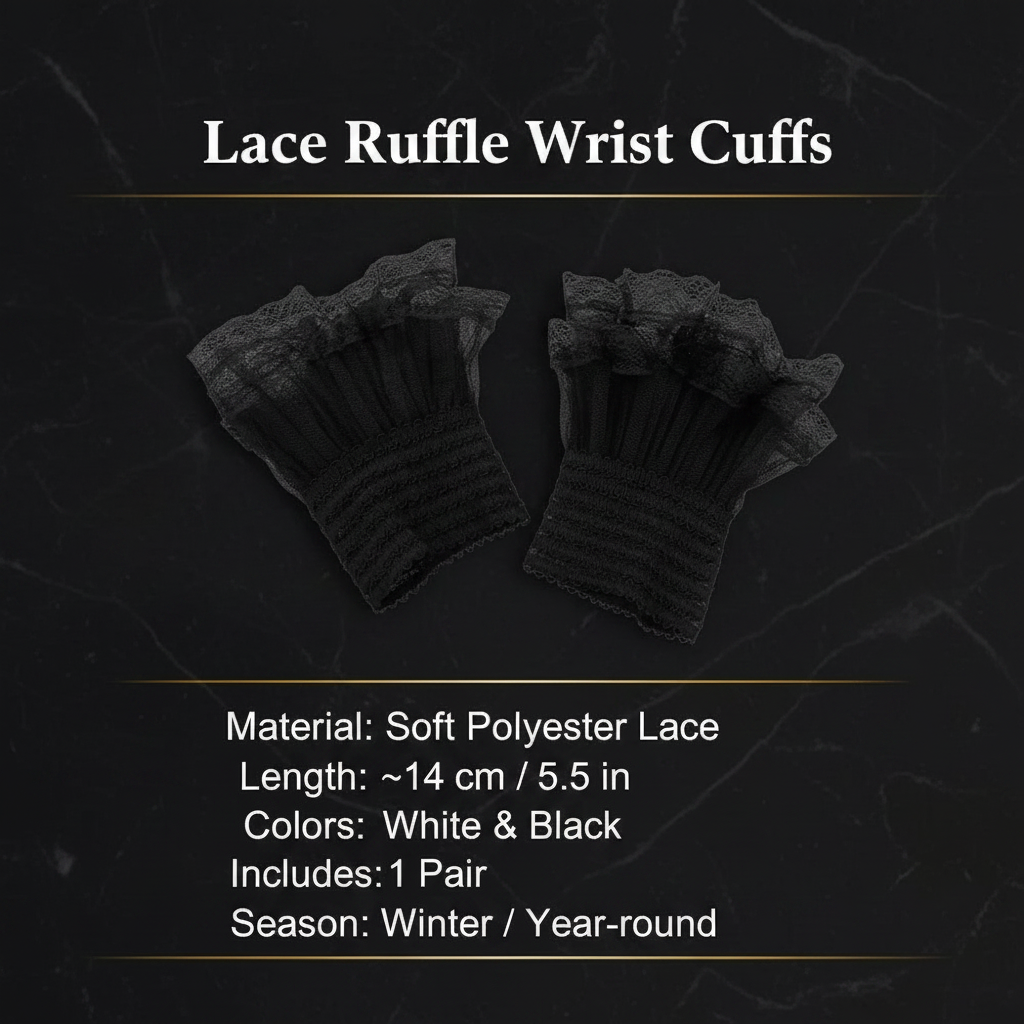 Lace Ruffle Wrist Cuffs Info Image