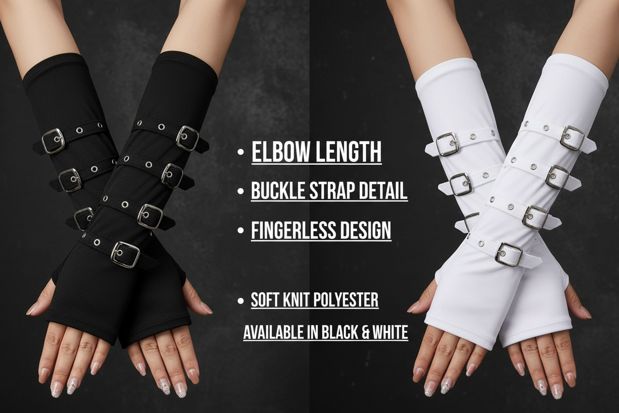 Punk Buckle Arm Gloves – Info Image