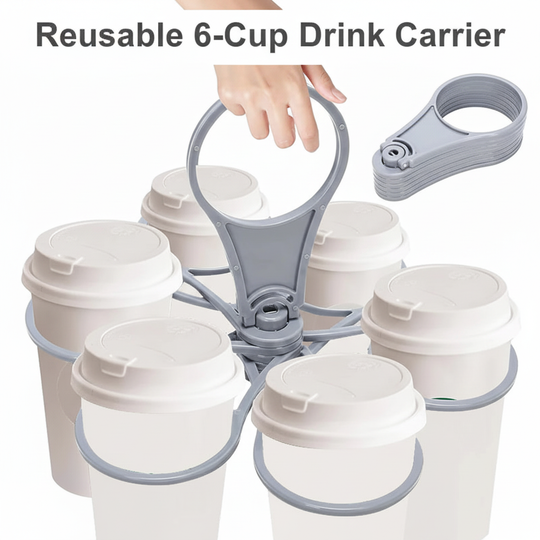 Reusable 6-Cup Drink Carrier with Title