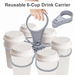 Reusable 6-Cup Drink Carrier with Title