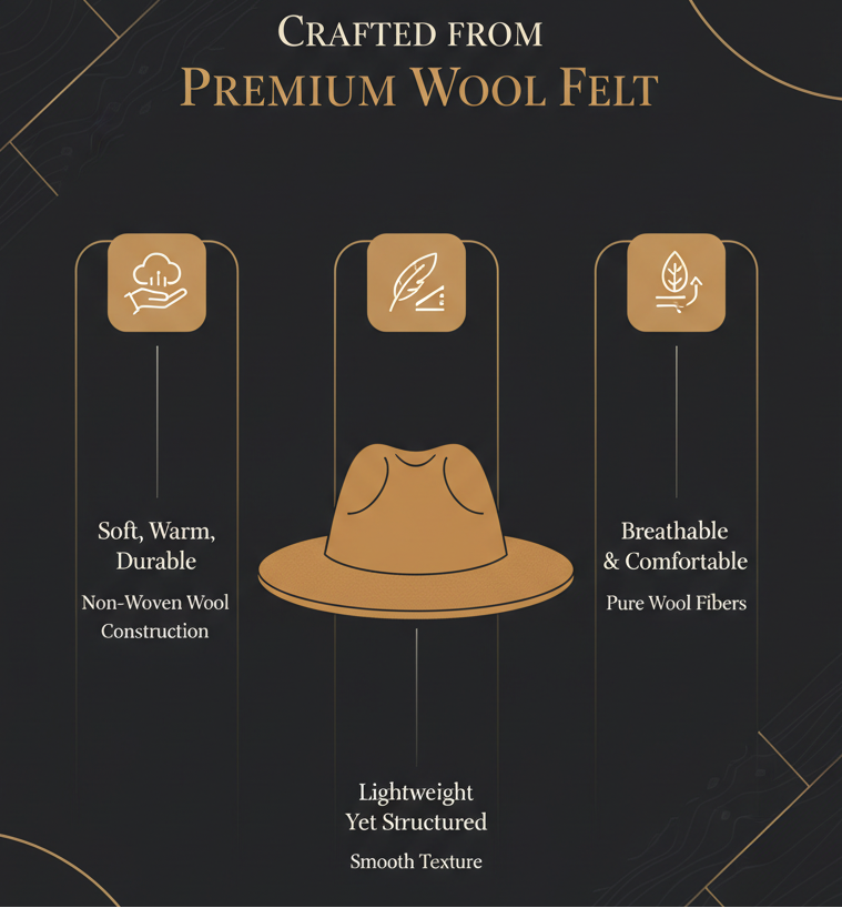Women's Wool Felt Fedora – Material